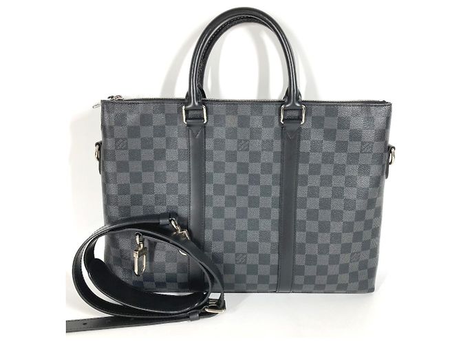 Borsa a tracolla Anton Damier Graphite Louis Vuitton Nero