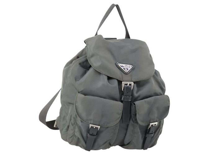 Prada Double Front Pocket Backpack Tessuto Small Brown