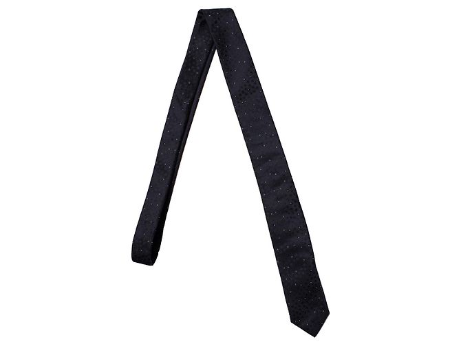 Corbata estampada con estrellas Saint Laurent Negro 