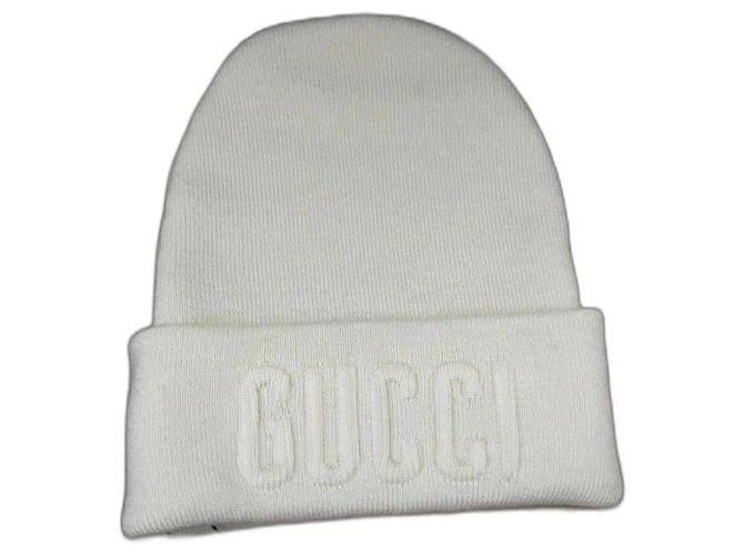 Gucci Beanie White Wool Size M