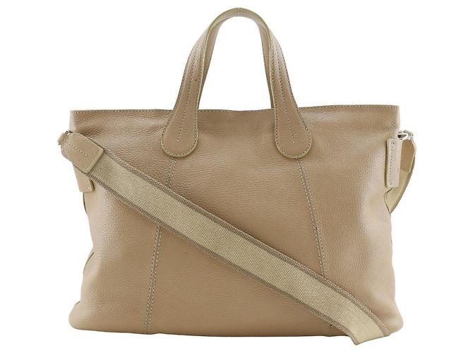 Bolsa tote de couro bege Tod's