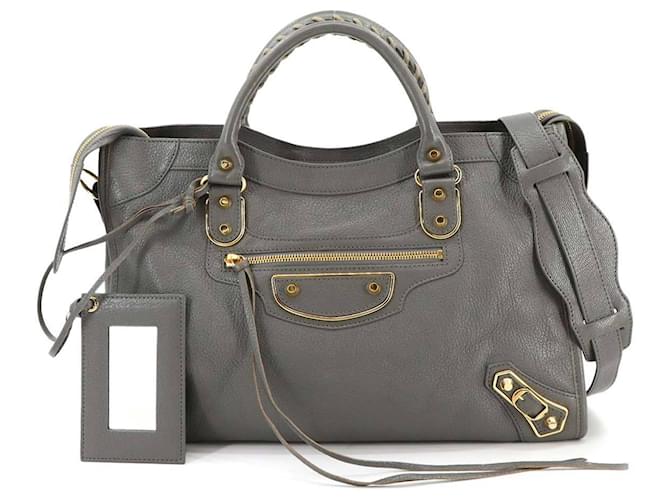 Balenciaga Classic Metallic Edge City Handbag Brown Leather  ref.2592929