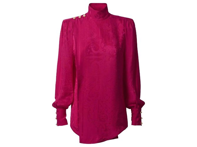 Balmain pour H&M Seidenjacquard Top Fuchsia Fuschia