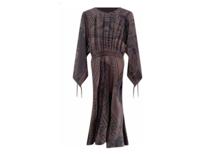 Hermès Seidenkleid FR 38 Braun