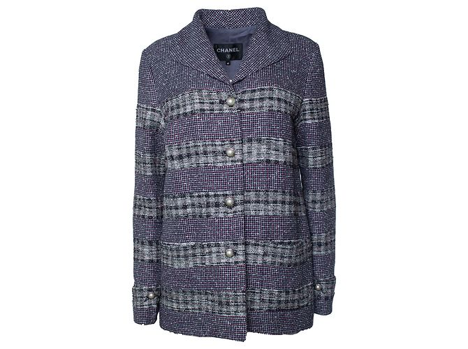 Chanel, lila Tweed-Blazer mit Lurex Grau