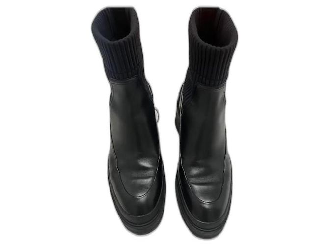 Aloha Hermès Black Leather Ankle Boots Size 37