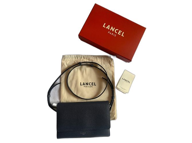 Bolsa transversal Lancel em couro azul petróleo Azul escuro