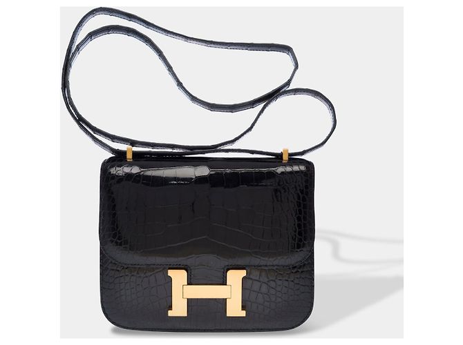 Hermès Bolsa HERMES Constance em Couros Exóticos Preto - 103009