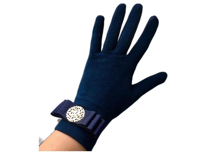 Autre Marque Luvas com fitas e medalhão Azul Dourado