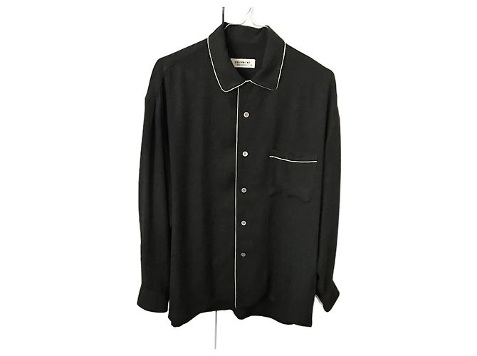 Camisa Equipment Cinza Mesclada de Rayon com Acabamento Branco Cinza antracite