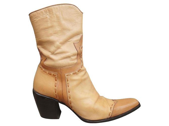 Botas Western Sartore de piel beige