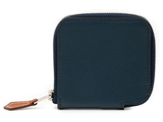 Hermès Azap Silkin Compact Wallet/Coin Case Navy blue
