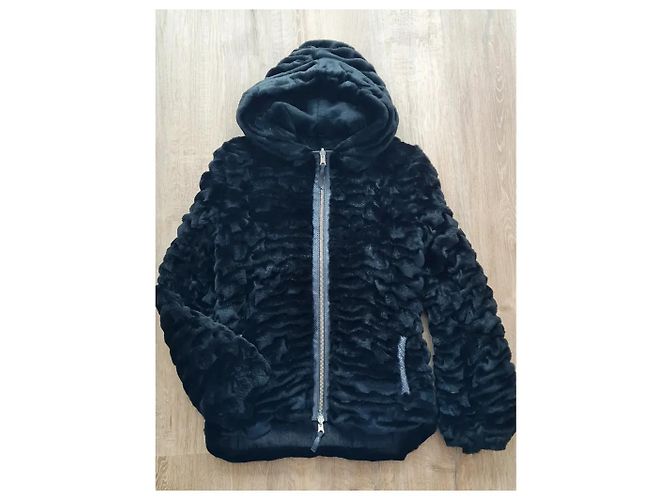 Autre Marque Abrigo de piel de conejo Rex Nijole negro