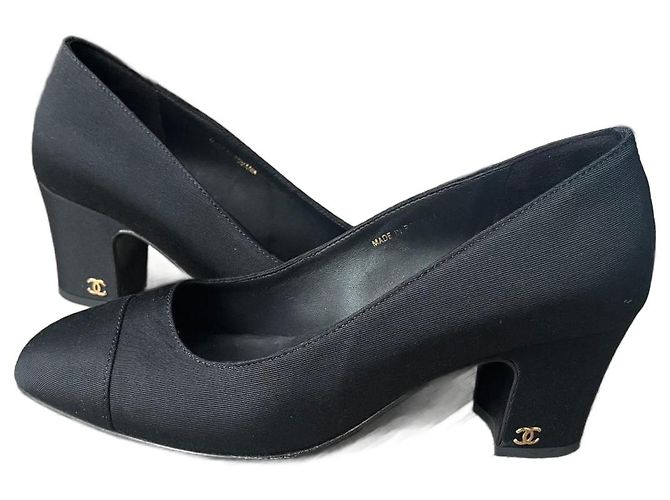 Chanel Uniform Pumps Black Cloth Size 36