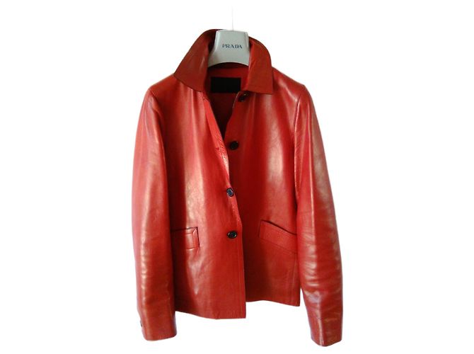 Prada Caban Lederjacke rot