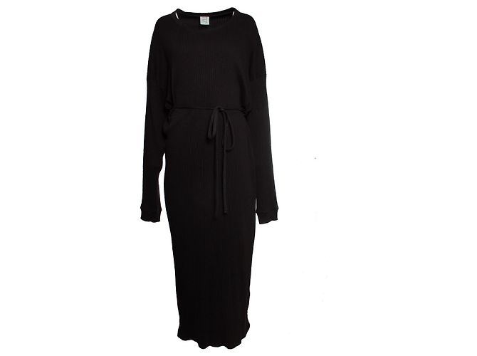 Autre Marque Baserange, maxikleid mit Rippstruktur Schwarz