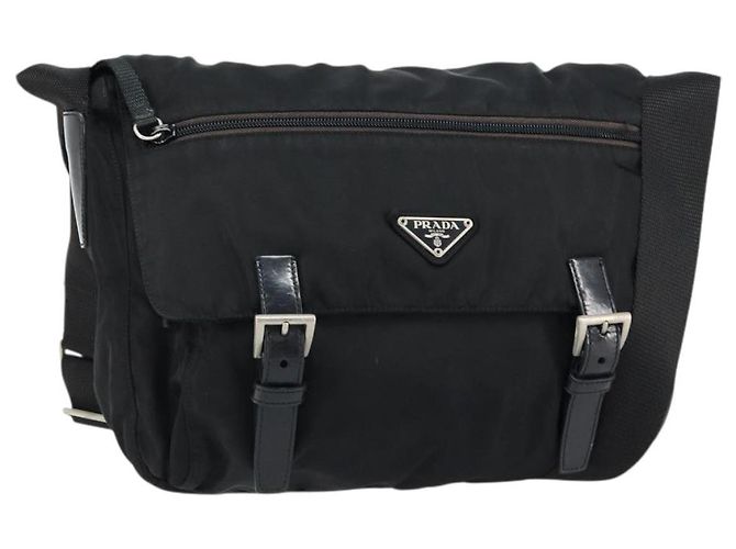 Double Borsa a spalla Prada in nylon nero