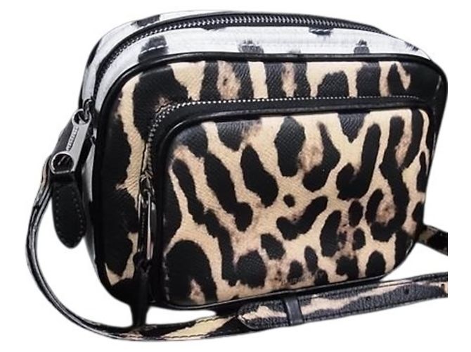 Bolsa de ombro em couro marrom e branco Burberry