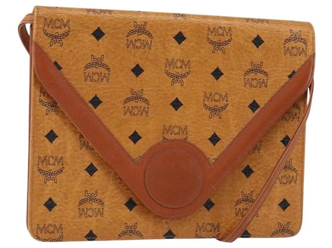 Bolsa de ombro MCM Visetos em lona e couro Marrom