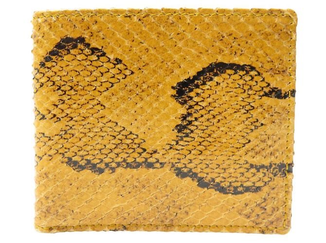 NEW GUCCI 664784 PYTHON LEATHER YELLOW CARD HOLDER