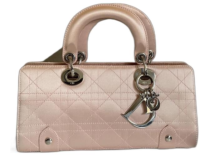 Lady Dior Dior Handbags Pink Silk Satin  ref.2594958