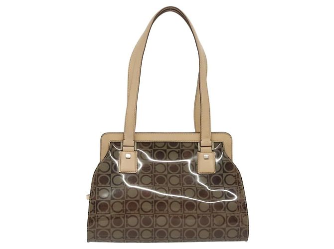 Borsa Gancini in vinile Salvatore Ferragamo Marrone