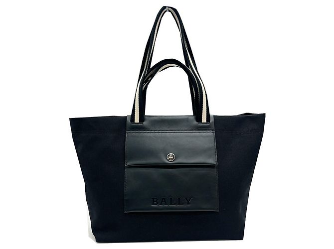 Bolsa Tote de Lona e Couro Bally Preto
