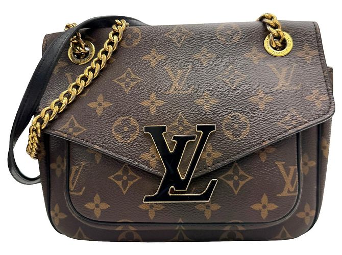 Bolsa de Ombro Passy Louis Vuitton Marrom Preto
