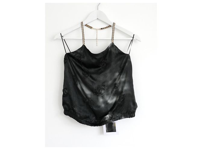 Top Halter em Cristal Devore Logo CC Cinza Chanel Pré-Outono 2022