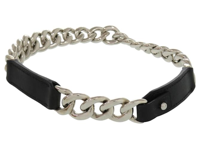 Hermes Hermès Vau Barenia Black Metal Box Chain Necklace Brown 
