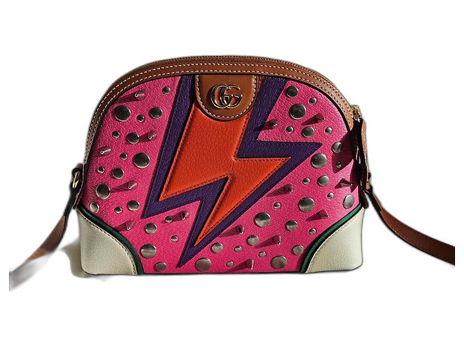 Ophidia Bolsa de ombro Gucci Éclair d'Amour em couro rosa