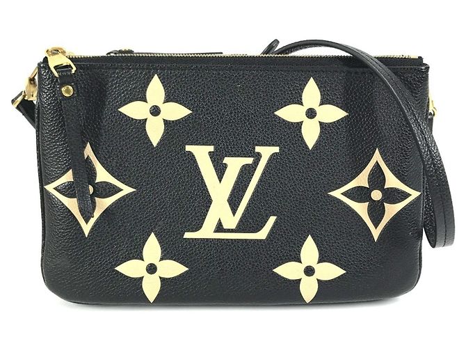 Bolsa Pochette Double Zip Monogram Empreinte Louis Vuitton Preto Multicor Bege