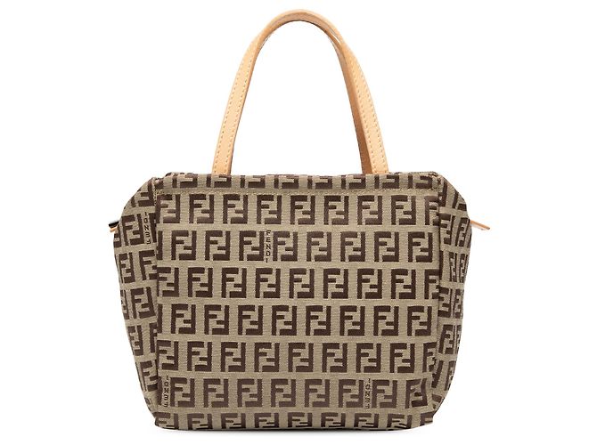 Fendi Braune Zucchino Canvas Handtasche Hellbraun