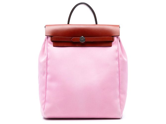 Hermès Pink Toile Herbag GM Backpack