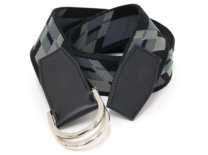Hermès Double D-Ring Canvas Gürtel Braun Schwarz