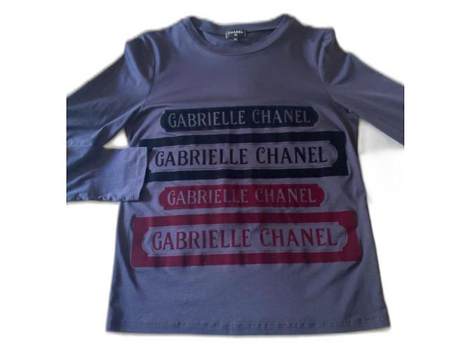Cambon T-shirt Chanel a maniche lunghe Blu Navy Velluto