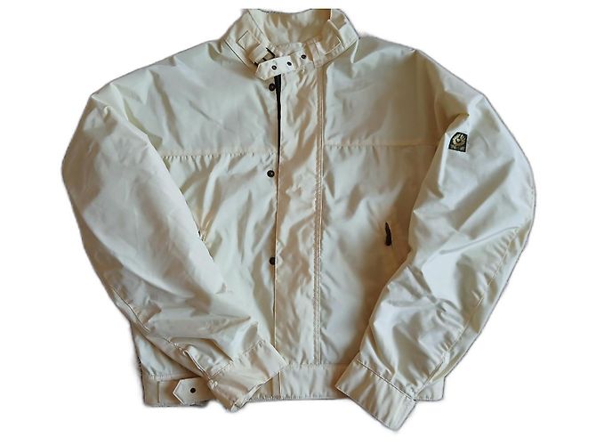 Belstaff Biker Jacket Cream Nylon
