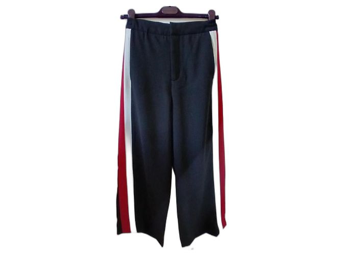 Calça larga preta fluida Zara com listras laterais Preto