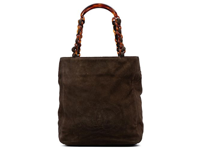 Chanel Brown CC Suede Tote
