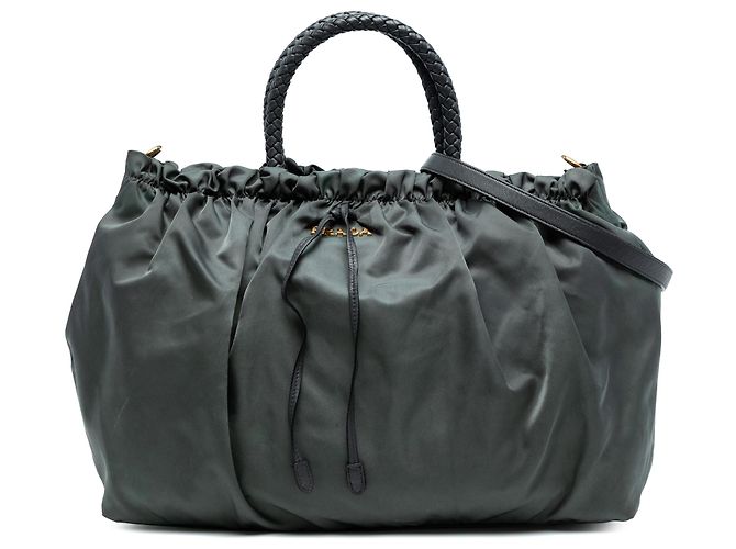 Prada graue Tessuto Bow Handtasche Braun Anthrazitgrau