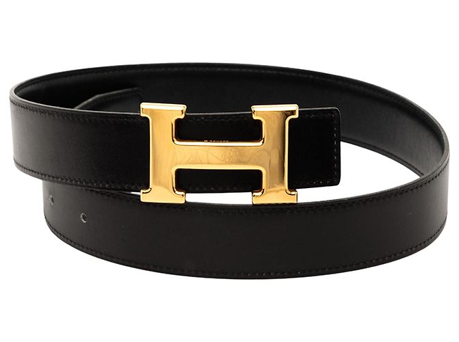Cinto Constance em couro preto Hermès