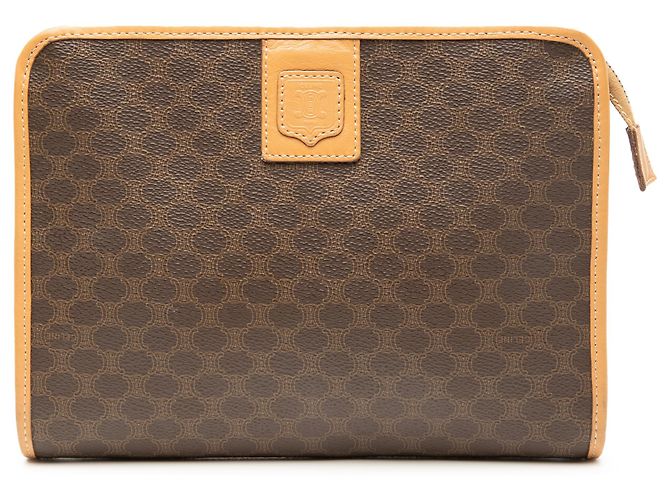 Céline Celine Braune Macadam beschichtete Canvas-Clutch