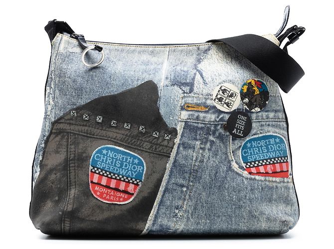 Dior Bolsa Transversal em Denim Estampado Azul Speedway