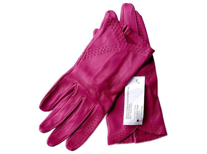Luvas Hermès de couro fucsia Fuschia