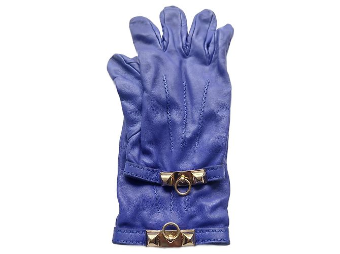 Hermès Handschuhe aus blauem Lammleder