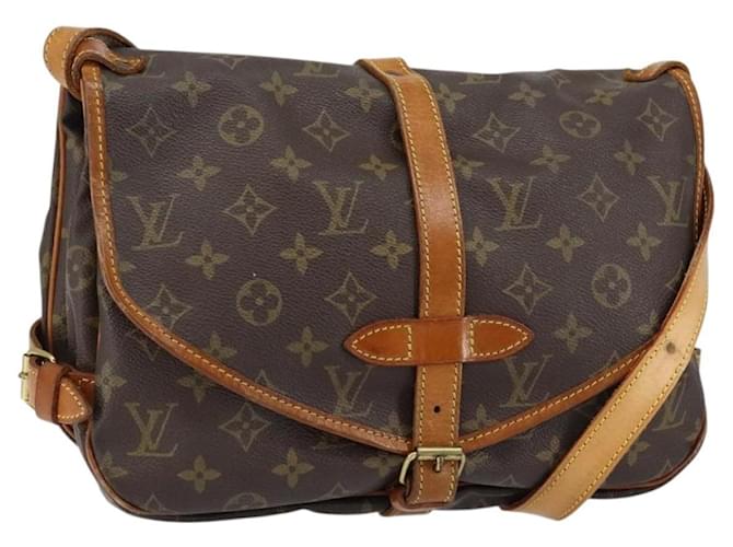 Louis Vuitton Saumur Handbag Monogram Canvas 30 Brown Cloth  ref.2598394