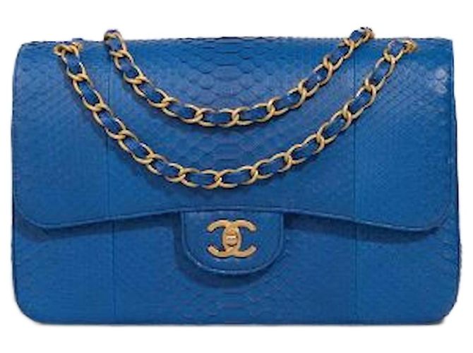 Bolsa CHANEL Timeless/Classique em Couros Exóticos Azul - 102993