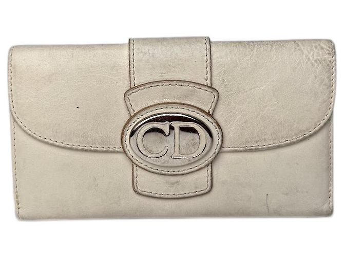 Vintage Dior CD Leather Wallet White