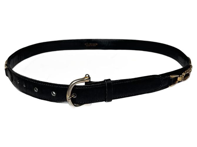 Céline Vintage Celine Paris Leather Belt Black