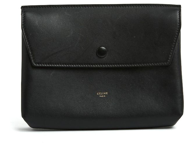 Céline Schwarze Glatte Leder Clutch Tasche Phoebe Philo